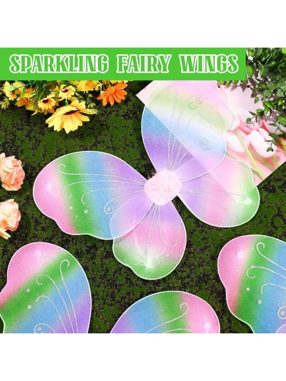 Girls Fairy Butterfly Wings Costume for Dress Up, Party, or Playtime Fun